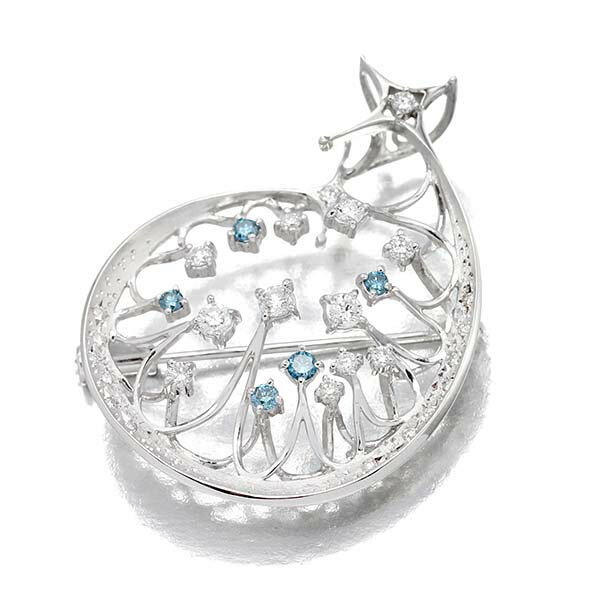 乐天商城 - K18WG ブルーダイヤモンド ダイヤモンド ペンダントトップ兼ブローチ BD0.19ct D0.64ct ホワイトゴールド750 宝石 ジュエリー 女性 レディース プレゼント 20代 30代 40代 50代 ギフト 誕生石 4月 バースデー 贈り物