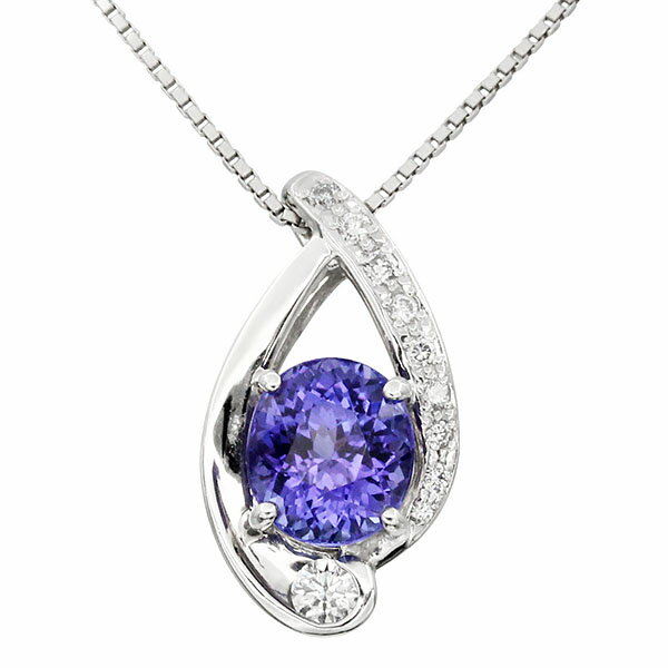 乐天商城 - プラチナ タンザナイト ダイヤモンド スライドチェーン ネックレス 50cm TZ2.13ct D0.18ct 6.9g レディース 中古 PT850 PT900 ジュエリー アクセサリー ファッション ギフト 記念日 バースデー ソーティング付