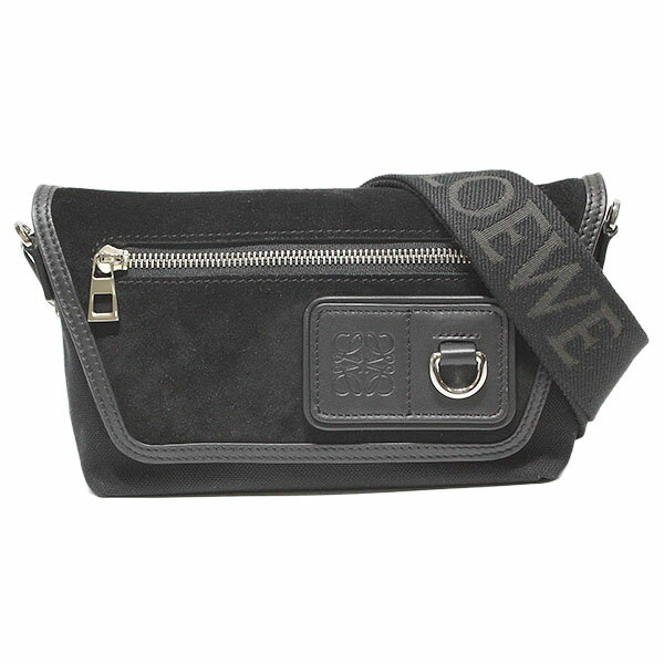 Rakuten - ロエベ LOEWE フレックス メッセンジャー ミニ ショルダーバッグ ブラック キャンバス スエード レディース メンズ ユニセックス 中古 斜め掛け クロスボディ 黒 カジュアル ミニバッグ 外出 軽量 ブランド ファッション小物