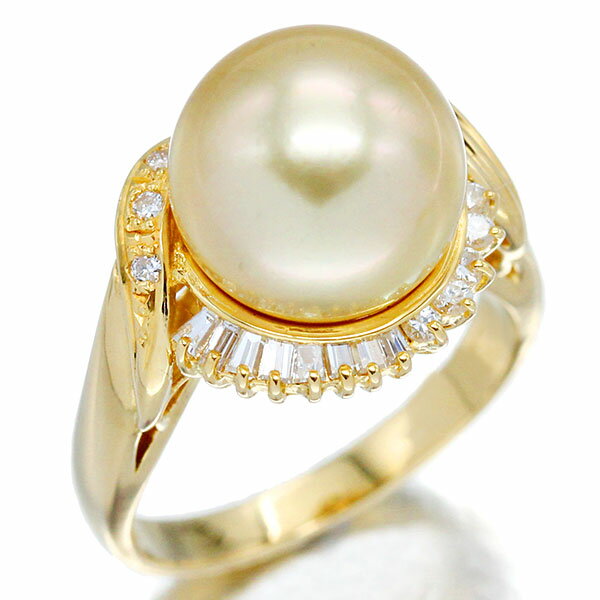 K18YGパールダイヤモンドリング...