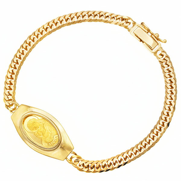 K24/K18YG枠 マリア インゴット コイン 喜平 ブレスレット 16cm イエローゴールド999.9/750 純金 12.0g ジュエリー アクセサリー 女性 レディース ユニセックス おしゃれ ファッション 誕生日 バースデー 記念日 プレゼント