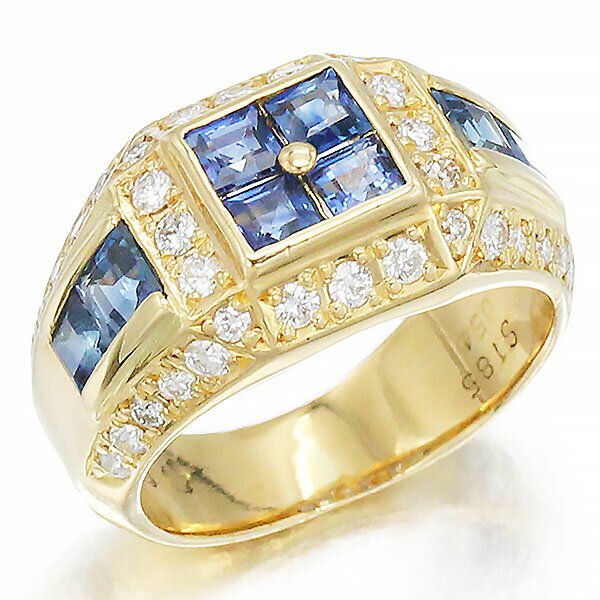 乐天商城 - K18YG サファイア ダイヤモンド リング 11号 S1.85ct D0.54ct イエローゴールド750 9.14g 指輪 宝石 ジュエリー アクセサリー レディース 女性 ファッション おしゃれ 誕生石 9月 誕生日 バースデー プレゼント 記念日 ギフト 贈り物