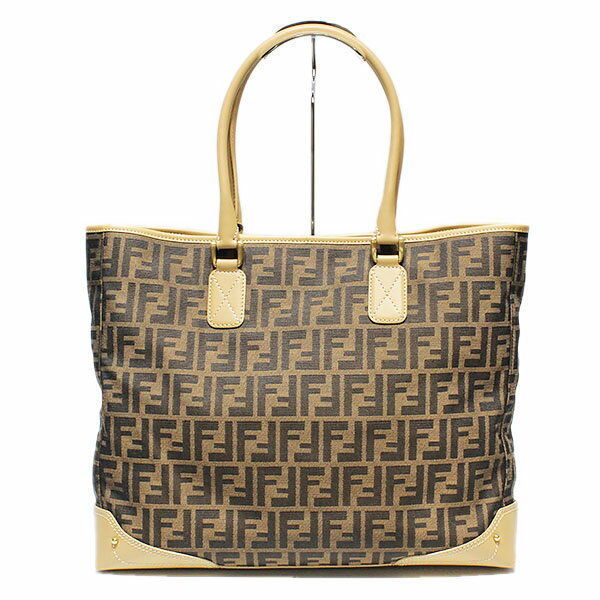 乐天商城 - フェンディ FENDI 8BH085 00NRY F0VT4 トートバッグ ブラウン FF ズッカ レディース 中古 キャンバス レザー 肩掛け バッグ 鞄 ブランド 人気 定番 通勤 通学 A4収納 大容量 マザーズバッグ