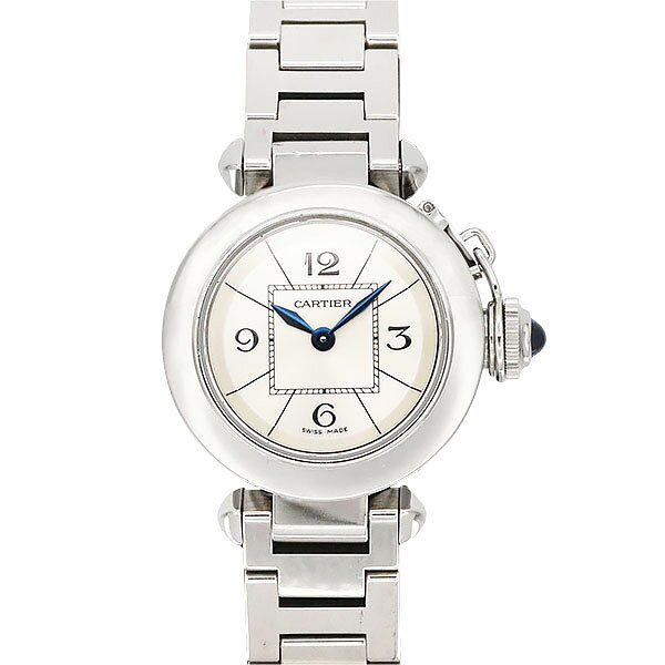 カルティエ Cartier ミスパシャ W3140007 シルバー文字盤 SS レディース腕時計 クォーツ 27mm 中古 Miss Pasha ステンレススチール パシャ ドゥ カルティエ ドレスウォッチ デイリー 誕生日 プレゼント