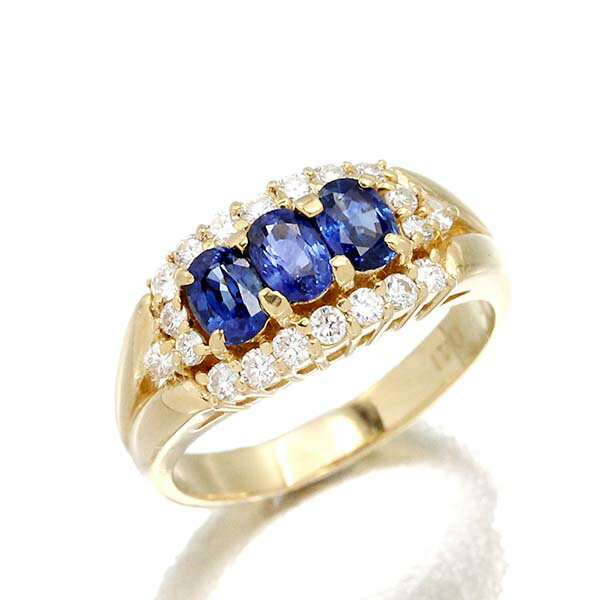 Rakuten - K18YG サファイア ダイヤモンド リング 12号 S1.00ct D0.41ct イエローゴールド750 指輪 宝石 ジュエリー 女性 レディース 誕生日 バースデー 誕生石 9月 ギフト プレゼント 贈り物 20代 30代 40代 50代