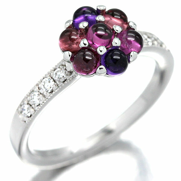 乐天商城 - ミキモト MIKIMOTO K18WG フラワーモチーフ アメシスト ダイヤモンド リング 12号 D0.14ct ホワイトゴールド750 花 指輪 宝石 ジュエリー アクセサリー ブランド 女性 レディース 誕生日 バースデー プレゼント ギフト 贈り物 誕生石 2月