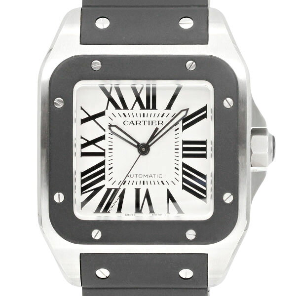 カルティエ Cartier サントス100 LM W20121U2 SS/ラバー 41mm ホワイト ...