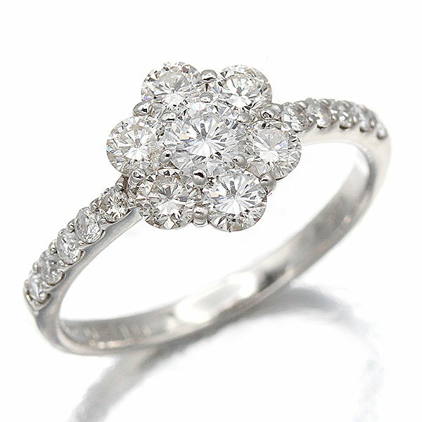 乐天商城 - プラチナ フラワーモチーフ ダイヤモンド リング 12号 D0.215ct/0.89ct 2.9g D/SI-1/VERY GOOD Pt950 鑑別書 指輪 宝石 ジュエリー アクセサリー レディース 女性 ファッション おしゃれ 誕生石 4月 誕生日 バースデー プレゼント