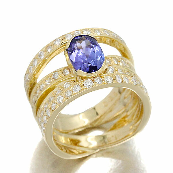 乐天商城 - K18YG タンザナイト ダイヤモンド リング TZ1.32ct D0.88ct 9号 10.1g レディース 中古 指輪 宝石 ジュエリー 18金 ゴールド 750 アクセサリー ファッション 普段使い ギフト プレゼント 記念日 誕生日