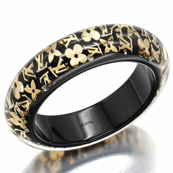 ルイ・ヴィトン LOUIS VUITTON モノグラム ブラスレ アンクルージョン GM M66254 ブラック 黒 ゴールド 金 レジン スワロフスキー アク...