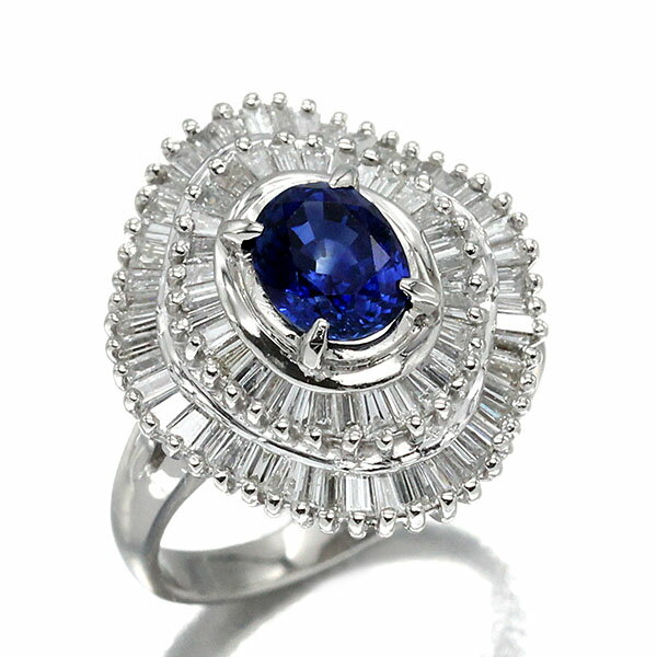 プラチナ サファイア ダイヤモンド リング 13号 S1.18ct D1.20ct Pt900 指輪 宝石 ジュエリー 女性 レディース 高級 プレゼント 20代 30代 40代 50代 誕生石 9月 誕生日 バースデー 贈り物 華やか