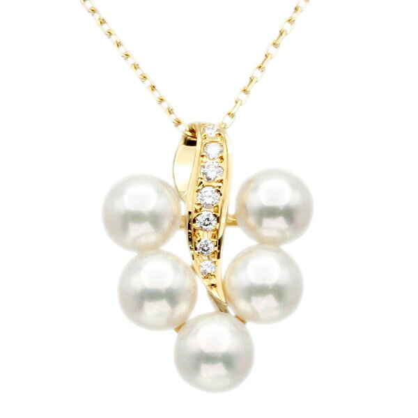 乐天商城 - ミキモト MIKIMOTO ネックレス K18YG 40cm あこや真珠 P7mm ダイヤモンド 5.8g レディース 中古 正規品 18金 ゴールド 750 ジュエリー アクセサリー ギフト 記念日 バースデー プレゼント