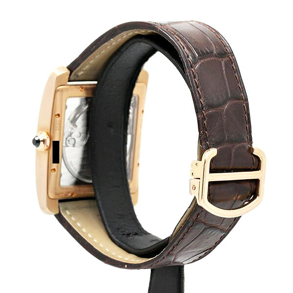 カルティエ Cartier タンク MC W5330002 ブラウン文字盤 PG/レザー メンズ腕時計 自動巻き 34.3mm ピンクゴールド750 ウォッチ 男性 ブランド 紳士 ビジネスマン 裏スケルトン シースルーバック 誕生日 ギフト 贈り物 プレゼント 高級