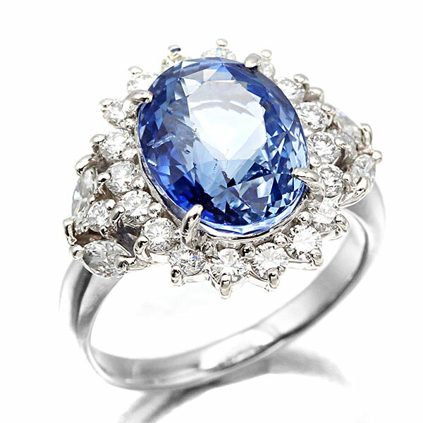 プラチナ サファイア ダイヤモンド リング 12号 S6.61ct D0.95ct Pt900 鑑別書 指輪 宝石 ジュエリー ..