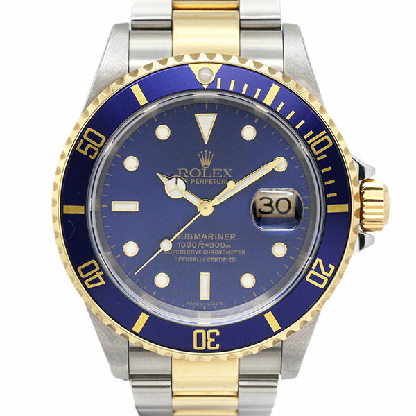 ロレックス ROLEX サブマリーナ デイト 16613 ブルー文字盤 Y番 YG/SS 青サブ メンズ腕時計 自動巻き