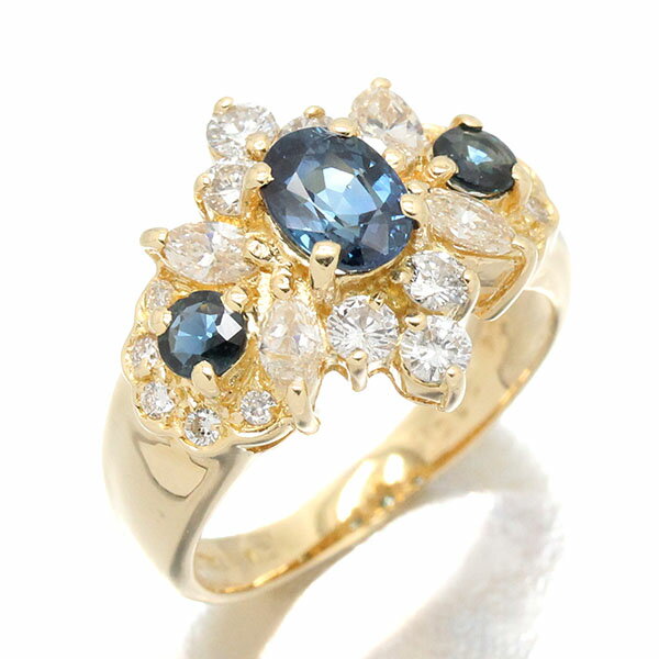 乐天商城 - K18YG サファイア ダイヤモンド リング 14号 S1.34/0.30ct D1.00ct イエローゴールド750 指輪 ジュエリー 宝石 レディース 女性 プレゼント 誕生石 9月 贈り物 バースデー