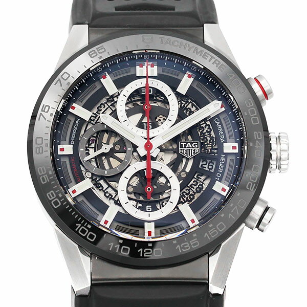 タグホイヤー TAG Heuer カレラ キャリバーホイヤー01 クロノグラフ CAR201V.FT6046 黒文字盤 SS/ラバー メンズ腕時計 自動巻き 43mm シースルーバック 裏スケ watch ウォッチ 男性 ファッション おしゃれ 誕生日 バースデー プレゼント ブランド