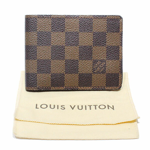 ルイヴィトン 二つ折り財布（メンズ） 美品 ルイヴィトン LOUIS VUITTON ダミエ ポルトフォイユ・ミュルティプル 二つ折り財布 N60895 レディース メンズ ユニセックス 誕生日 プレゼント ブランド 人気 20代 30代 40代