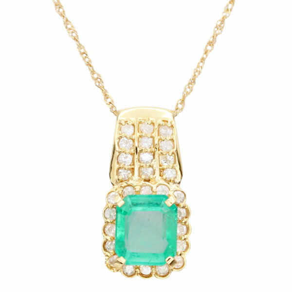 乐天商城 - K18YG エメラルド ダイヤモンド ネックレス E1.29ct D0.40ct 40cm 4.2g レディース 中古 18金 ゴールド 750 アクセサリー ジュエリー 宝石 普段使い フォーマル ギフト プレゼント 記念日 贈り物 上品