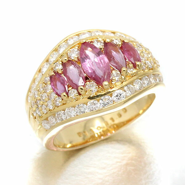 乐天商城 - K18YG ルビー ダイヤモンド リング 12号 R1.50ct D1.16ct 10.3g レディース 中古 18金 イエローゴールド 750 ファッション ジュエリー ギフト 記念日 誕生日 プレゼント