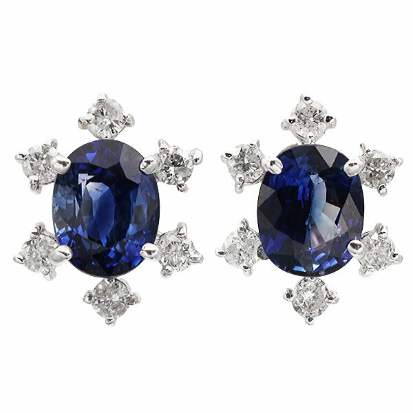 K18WG/PG プラチナ サファイア ダイヤモンド ピアス S1.60ct/1.23ct D0.17ct×2 Pt900 ゴールド750 2.0g..