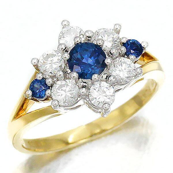 乐天商城 - K18YG プラチナ サファイア ダイヤモンド リング 10.5号 4.2g S0.58ct D0.60ct イエローゴールド750 コンビ 指輪 宝石 ジュエリー アクセサリー 女性 レディース ファッション おしゃれ 誕生石 9月 誕生日 バースデー プレゼント 可愛い 上品