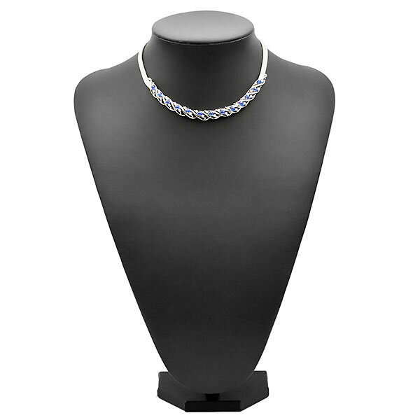 Sapphire - K14WG サファイア ダイヤモンド チョーカー ネックレス 40cm ホワイトゴールド 金 34.2g 華やか 宝石 ジュエリー アクセサリー 女性 レディース おしゃれ ファッション 誕生石 9月 4月 誕生日 バースデー パーティー プレゼント