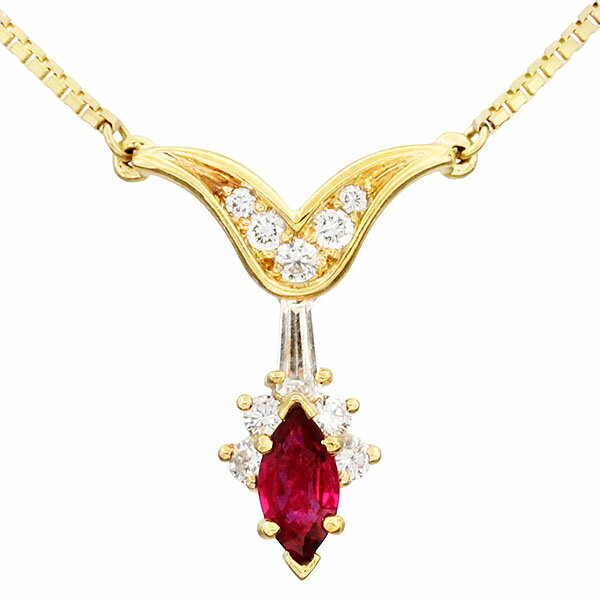 乐天商城 - K18YG ルビー ダイヤモンド ネックレス 46cm R0.33ct D0.20/0.10ct イエローゴールド750 金 5.9g 宝石 ジュエリー アクセサリー ファッション おしゃれ 女性 レディース 誕生石 7月 4月 誕生日 バースデー プレゼント