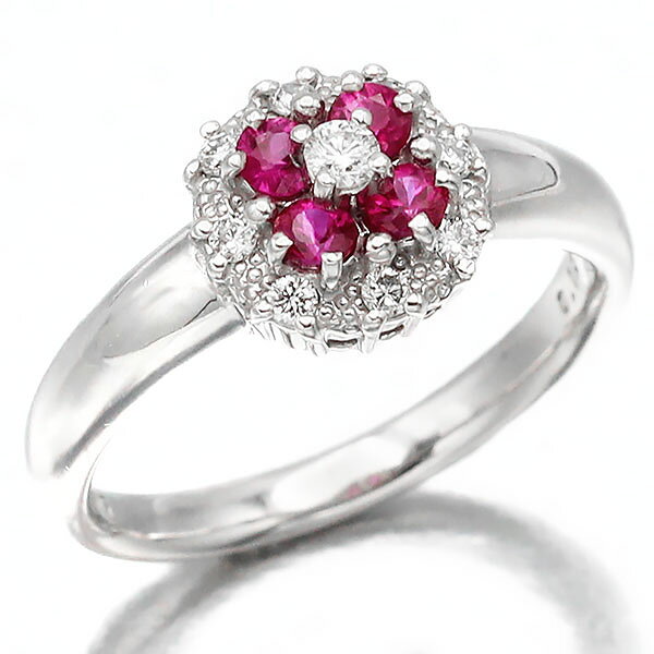Rakuten - スタージュエリー Star Jewelry ルビー ダイヤモンド リング 9号 D0.13ct K18WG ホワイトゴールド750 3.7g 宝石 ジュエリー アクセサリー 女性 レディース おしゃれ ファッション 可愛い 誕生石 7月 4月 誕生日 バースデー 記念日 プレゼント 贈り物 ブランド