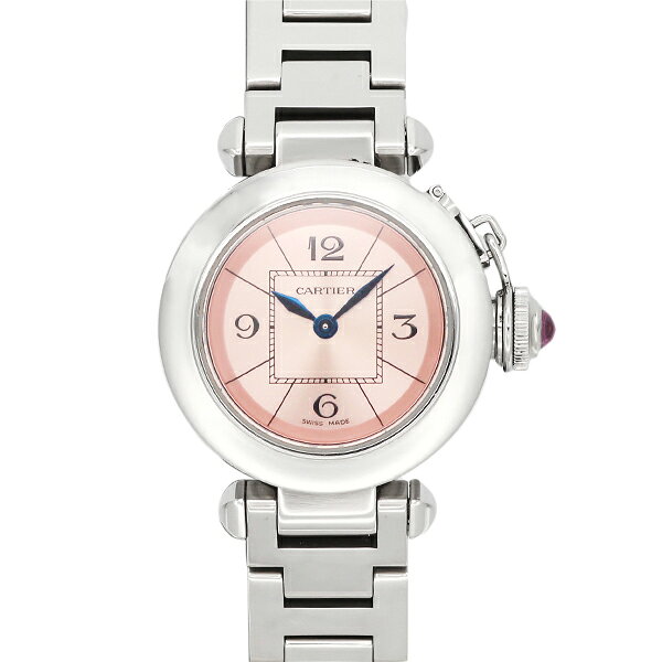 カルティエ Cartier ミスパシャ W3140008 ピンク文字盤 レディース腕時計 SS クォーツ 27mm 中古 パシャコレクション ステンレススチール シンプル ファッション ビジネス カジュアル デイリー 誕生日 プレゼント