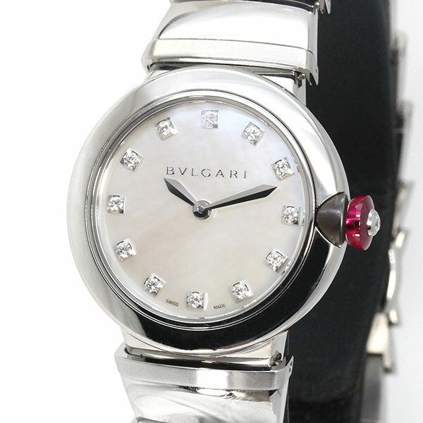 ブルガリ BVLGARI ブルガリ ルチェア LU28S シェル文字盤 12Pダイヤ レディース腕時計 クォーツ ステンレススチール 高級 女性 彼女 プレゼント 20代 30代 40代 50代