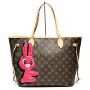 極美品 ルイヴィトン LOUIS VUITTON モノグラム ネヴァーフルMM うさぎ M47200 トートバッグ Sun Yitian コラボモデル ブラウン/グリーン ピンク アニモグラム ウサギ ラビット 女性 レディース ブランド 肩掛け BAG ポップ かわいい 誕生日 ギフト 贈り物 プレゼント(4)
