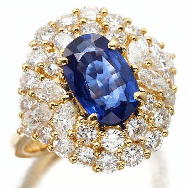 乐天商城 - K18YG サファイア ダイヤモンド リング 12号 S2.04ct D1.51ct/0.65ct イエローゴールド750 6.8g 鑑別書 指輪 宝石 ジュエリー アクセサリー 女性 レディース おしゃれ 華やか ファッション 誕生石 9月 誕生日 バースデー 記念日 プレゼント