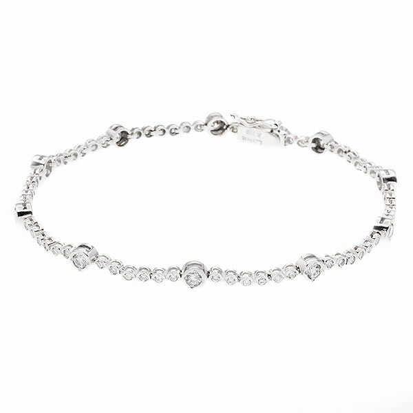 Diamond - デビアス DE BEERS ブレスレット LINE K18WG ホワイトゴールド 750 18金 ダイヤモンド D1.00ct 17cm 7.0g ジュエリー レディース 4月誕生石 誕生日 記念日 プレゼント 中古 正規品