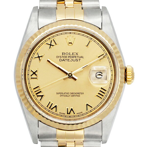 乐天商城 - ロレックス ROLEX デイトジャスト 16233 シャンパンゴールド文字盤 W番(1994年頃製) 自動巻き メンズ 腕時計 中古 SS YG コンビ ゴールド ステンレス 36mm 誕生日 プレゼント ブランド