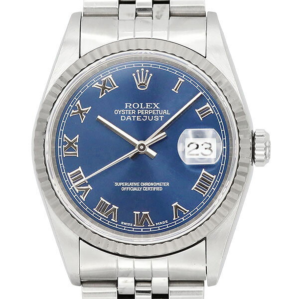 ロレックス ROLEX デイトジャスト 16234 P番 2000年製 ブルー文字盤 SS WG メンズ腕時計 自動巻き 中古 DATEJUST 36mm ステンレススチール ホワイトゴールド750 コンビ ビジネス カジュアル デイリー 高級時計 定番 人気