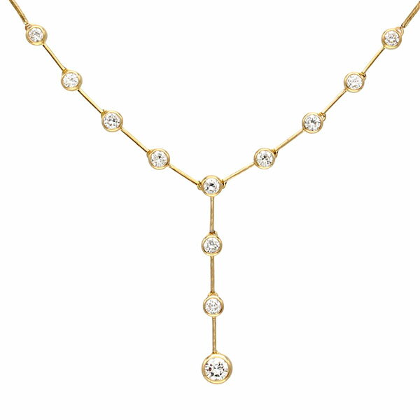 乐天商城 - K18YG ダイヤモンド Y字 ネックレス 40cm D1.00ct イエローゴールド750 5.8g 宝石 ジュエリー アクセサリー 女性 レディース おしゃれ カジュアル 華やか パーティー ドレスアップ ファッション 誕生石 4月 誕生日 バースデー 記念日 プレゼント