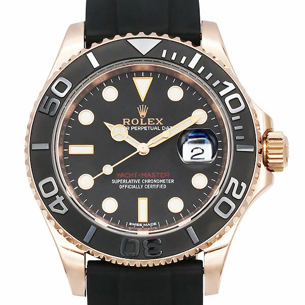 乐天商城 - ロレックス ROLEX ヨットマスター40 116655 RG ラバー 40mm 自動巻き メンズ腕時計 ブラック文字盤 回転ベゼル サファイア風防 クロノメーター 防水 中古 正規品 高級時計 スポーツモデル 人気モデル プレゼント