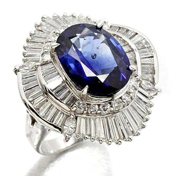 Rakuten - Pt900 サファイア ダイヤモンド リング 13号 S7.17ct D2.99ct 16.1g レディース 中古 指輪 プラチナ ジュエリー アクセサリー 宝石 カラーストーン フォーマル デイリー ファッション プレゼント 上品 エレガント