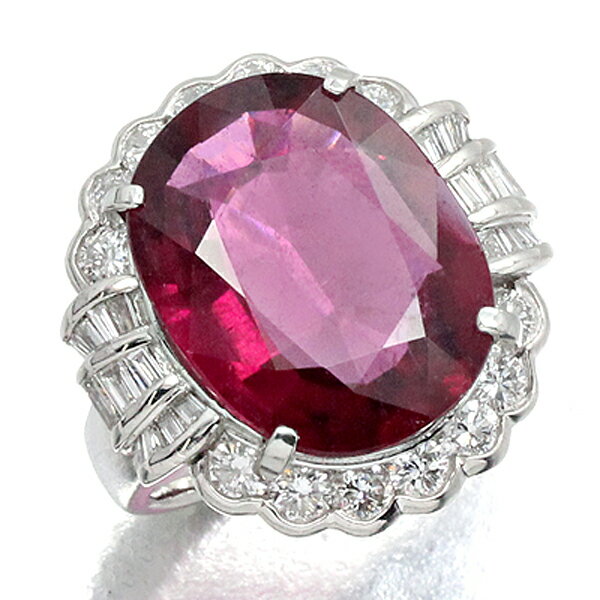 Rakuten - Pt900 天然ピンクトルマリン ダイヤモンド リング 18号 T13.49ct D1.83ct 20.4g レディース 中古 指輪 プラチナ カラーストーン ジュエリー アクセサリー 宝石 フォーマル デイリー ファッション プレゼント 上品 エレガント