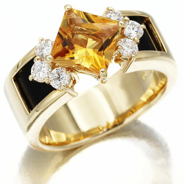 乐天商城 - タサキ TASAKI シトリン オニキス ダイヤモンド リング K18YG 11.5号 D0.36ct 11.1g レディース 中古 指輪 田崎真珠 イエローゴールド750 18金 ジュエリー アクセサリー 宝石 ブランドリング ファッション ギフト プレゼント 記念日 誕生日 贈り物