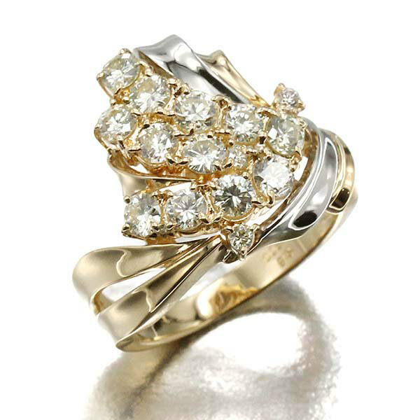 乐天商城 - K18YG プラチナ ダイヤモンド リング D1.20ct 11.5号 7.7g レディース 中古 指輪 ジュエリー アクセサリー 上品 普段使い 記念日 誕生日 ギフト プレゼント 18金 イエローゴールド 750 PT900