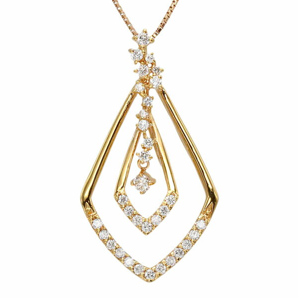 K18PG ダイヤモンド スライドチェーン ネックレス 45cm D0.53ct ピンクゴールド750 5.8g 宝石 ジュエリ..