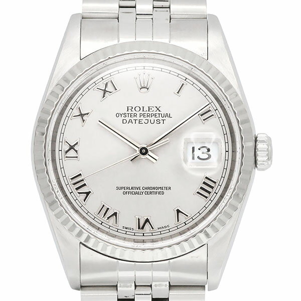 ロレックス ROLEX デイトジャスト 16234 DATEJUST グレー文字盤 SS WG メンズ腕時計 自動巻き 36mm 中古 ステンレススチール ホワイトゴールド コンビ ラウンドフェイス ビジネス カジュアル デイリー 高級時計 定番 人気