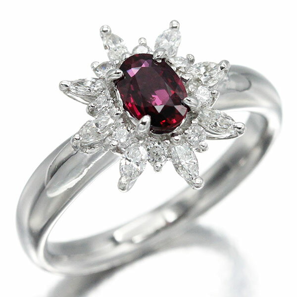 乐天商城 - プラチナ ルビー ダイヤモンド リング 12.5号 R0.54ct D0.37ct 6.2g レディース 中古 指輪 ピジョンブラッド 鑑別書付き PT900 宝石 ジュエリー アクセサリー 贈答品 記念日 誕生日 ギフト フォーマル カジュアル