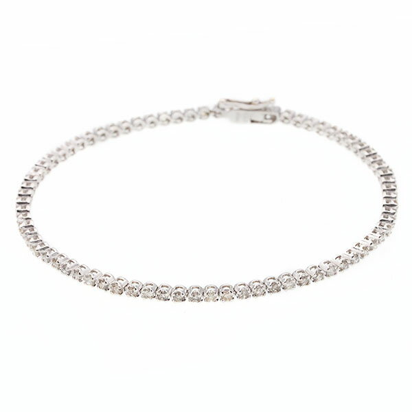 白金 - K18WG ダイヤモンド テニス ブレスレット 17.5cm D2.00ct ホワイトゴールド750 6.2g 宝石 ジュエリー アクセサリー 女性 レディース ユニセックス おしゃれ シンプル ファッション 誕生石 4月 誕生日 バースデー 記念日 プレゼント