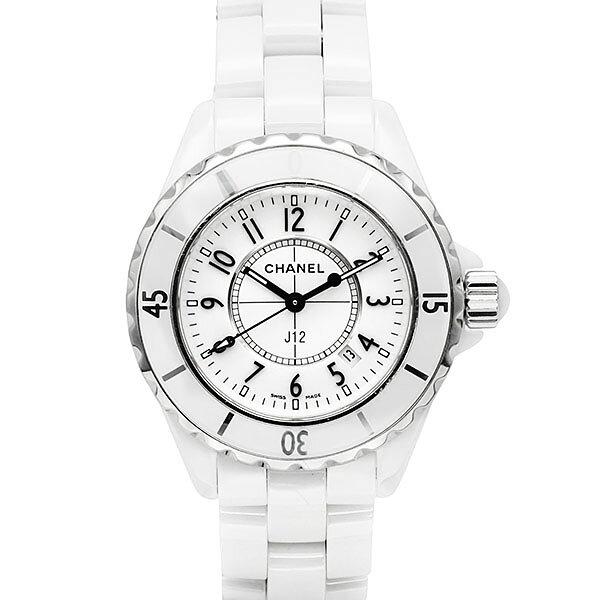 シャネル CHANEL J12 デイト H0968 ホワイト文字盤 ホワイトセラミック/SS レディース腕時計 クォーツ 33mm ウォッチ watch 女性 定番 スポーティ カジュアル おしゃれ ファッション 誕生日 バースデー プレゼント ブランド
