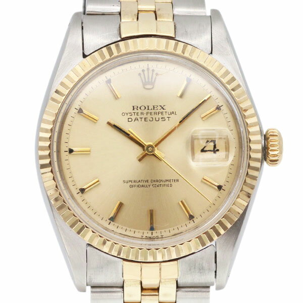 ロレックス ROLEX デイトジャスト 1601 DATEJUST 1966年頃製 シャンパン文字盤 SS YG メンズ腕時計 自動巻き 36mm 中古 ステンレススチール イエローゴールド 750 18金 コンビ ビジネス カジュアル デイリー 高級時計 定番 人気