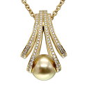 ミキモト MIKIMOTO ゴールデンパール ダイヤモンド K18YG ネックレス D0.74ct 49cm イエローゴールド750 ブランド 宝石 ジュエリー...