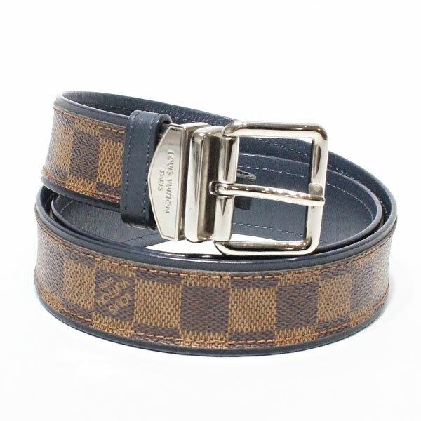ルイ・ヴィトン LOUIS VUITTON ダミエ サンチュール シドニー 90cm ベルト M9568 メンズ 中古 ブラウン ネイビー ダミエキャンバス レザーベルト ファッション 人気 カジュアル ビジネス ブランド 小物 おしゃれ プレゼント